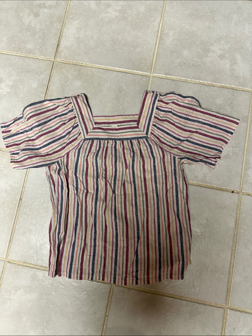 GAP Striped Square-Neck Top in Pink, Blue, Cream